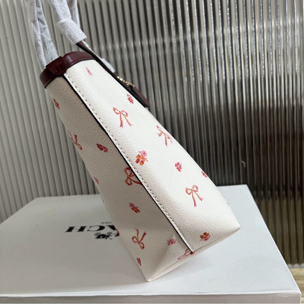 Coach Women's White & Red Mini City Bow Tie Print Tote - Picture 3 of 9